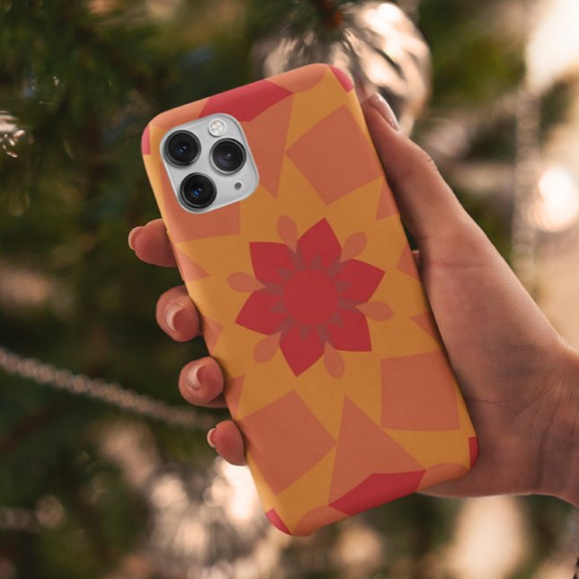 Retro Mandala Blume Rot und Orange Case-Mate iPhone Hülle (Von Creator hochgeladen)