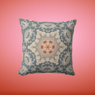Retro Mandala Blume Tan Blue und Orange Kissen