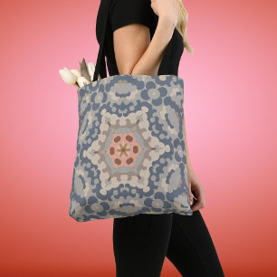 Retro Mandala Blume Tan Blue und Orange Tasche
