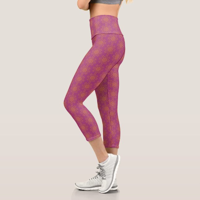 Retro Mandala Boysenberry High Waisted Capris (Links)