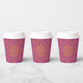 Retro Mandala Boysenberry Paper Cups Pappbecher