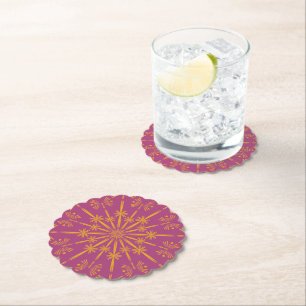 Retro Mandala Boysenberry Paper Untersetzer