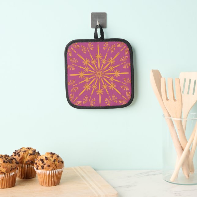 Retro Mandala Boysenberry Pot Holder Topflappen (Insitu (Hängend))