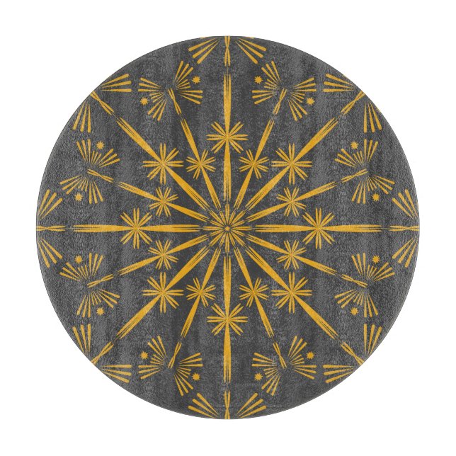 Retro Mandala Dusk Glass Cutting Board Schneidebrett (Vorderseite)