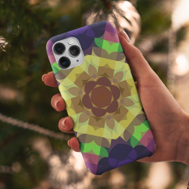 Retro Mandala Flower Yellow Green and Blue Case-Mate iPhone Hülle (Von Creator hochgeladen)