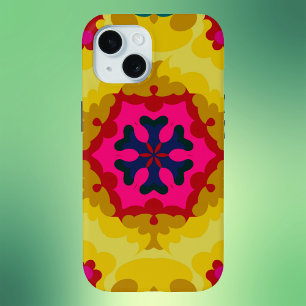 Retro Mandala Gelb Blau und Rosa Case-Mate iPhone Hülle