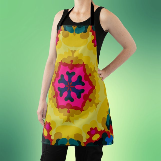 Retro Mandala Gelb Blau und Rosa Schürze (Von Creator hochgeladen)
