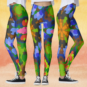 Retro Mandala Green Blue und Pink Leggings