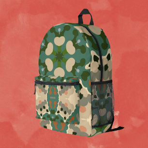 Retro Mandala Green Brown und Orange Bedruckter Rucksack