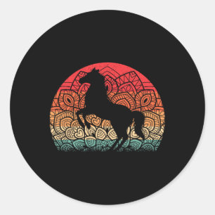 Retro Mandala Horse Lover Reitsport Western Runder Aufkleber