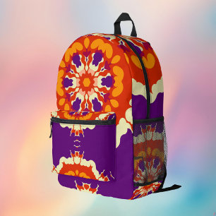 Retro Mandala Lila Red und Orange Bedruckter Rucksack