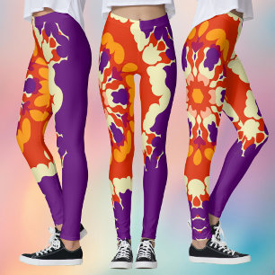 Retro Mandala Lila Red und Orange Leggings