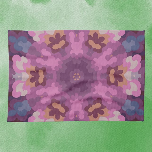 Retro Mandala Lila Rosa und Orange Geschirrtuch (Von Creator hochgeladen)
