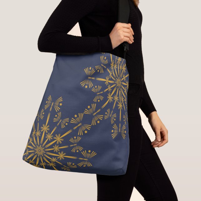 Retro Mandala Midnight Crossbody Bag Tragetaschen Mit Langen Trägern (Von Nahem)