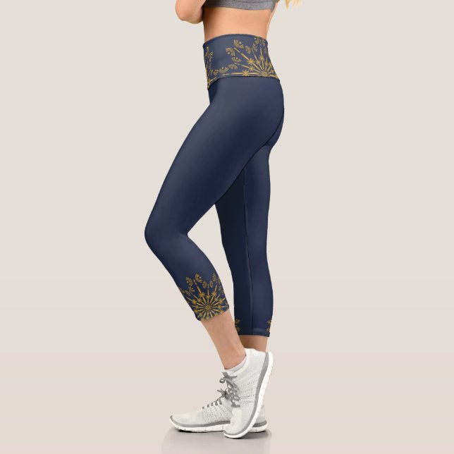 Retro Mandala Midnight High Waisted Capris (Links)