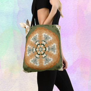 Retro Mandala Orange Green und White Tasche