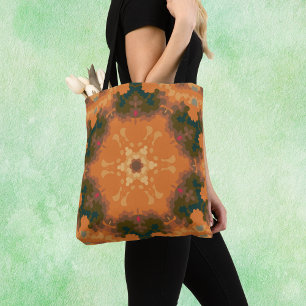 Retro Mandala Orange und Gelb Tasche