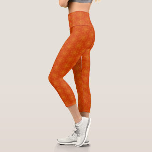 Retro Mandala Papaya High Waisted Capris