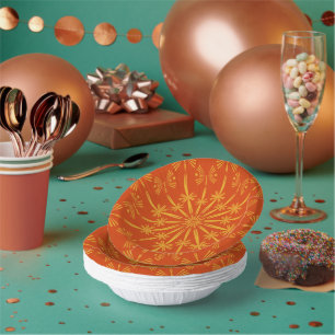 Retro Mandala Papaya Paper Bowls Pappteller