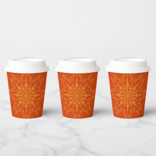 Retro Mandala Papaya Paper Cups Pappbecher