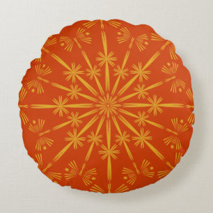 Retro Mandala Papaya Round Pillow Rundes Kissen