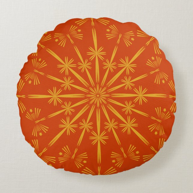 Retro Mandala Papaya Round Pillow Rundes Kissen (Vorderseite)