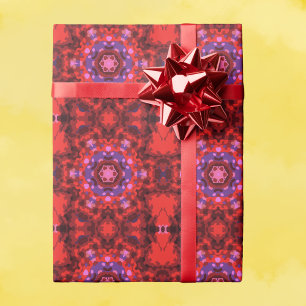 Retro Mandala Red und Lila Geschenkpapier