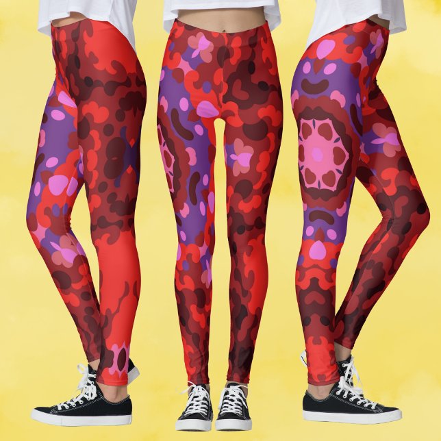 Retro Mandala Red und Lila Leggings (Von Creator hochgeladen)