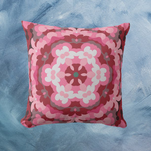 Retro Mandala Rosa und Weiß Kissen