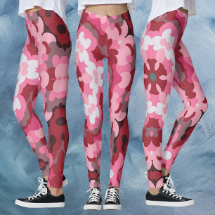 Retro Mandala Rosa und Weiß Leggings