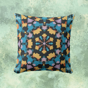 Retro Mandala Yellow Blue und Orange Kissen