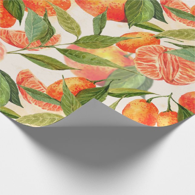 RETRO Mandarinen Mandarins Filiale Weihnachten Geschenkpapier (Ecke)