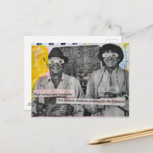 Retro-Mann und -Frau in 3D-Brille Collage Postkarte