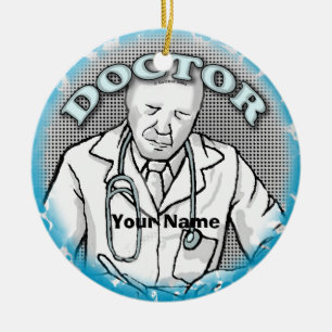Retro Männliche Ärztin individuelle Name Keramik Ornament