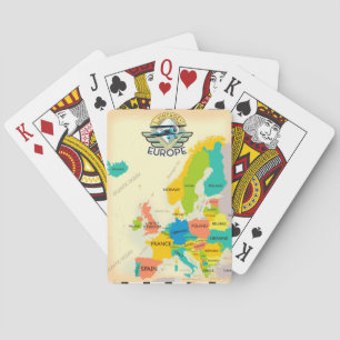 Retro Map of Europe. Spielkarten