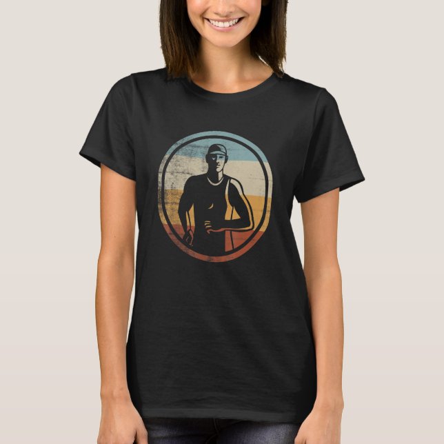 Retro Marathon Runner Duathlon Triathlon Athletics T-Shirt (Vorderseite)