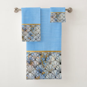 RETRO MARBLE MUSCHEL BLUE BADEZIMMER SET