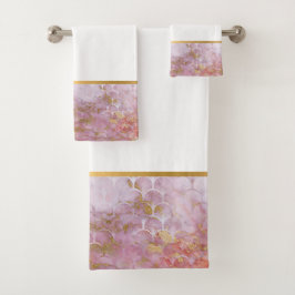 RETRO MARBLE PINK MERMAID INSPIRIERT BADEZIMMER SE BADHANDTUCH SET