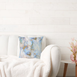 RETRO MARBLE WAVE BLUE GOLD ABSTRAKT PILLOW KISSEN