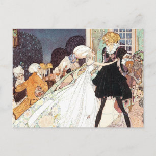 Retro-Märchenprinzessin Hochzeit - Save the Date! Ankündigungspostkarte