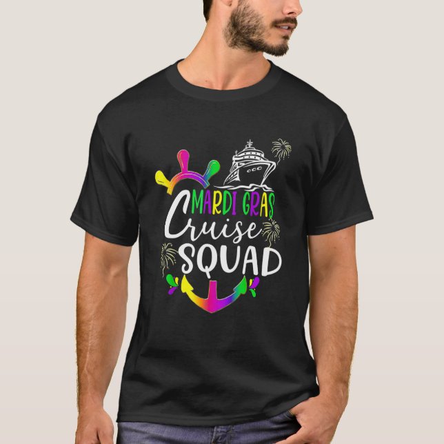 Retro Mardi Gras Cruise Squad Matching Group T-Shirt (Vorderseite)