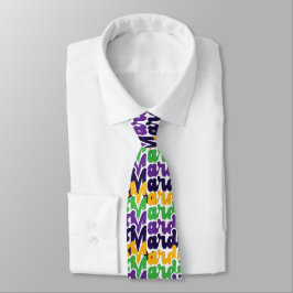Retro Mardi Gras Farbige Text Typografie Trendy Krawatte