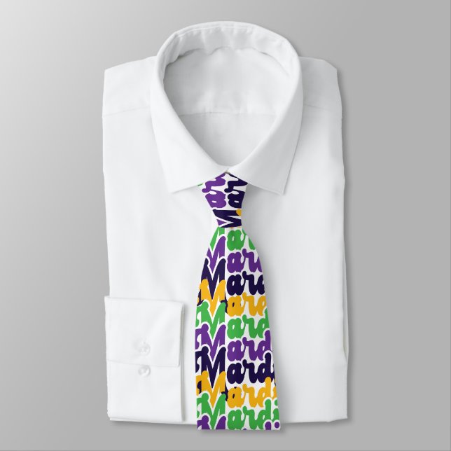 Retro Mardi Gras Farbige Text Typografie Trendy Krawatte (Gebunden)