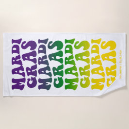Retro Mardi Gras Ombre Text Strandtuch