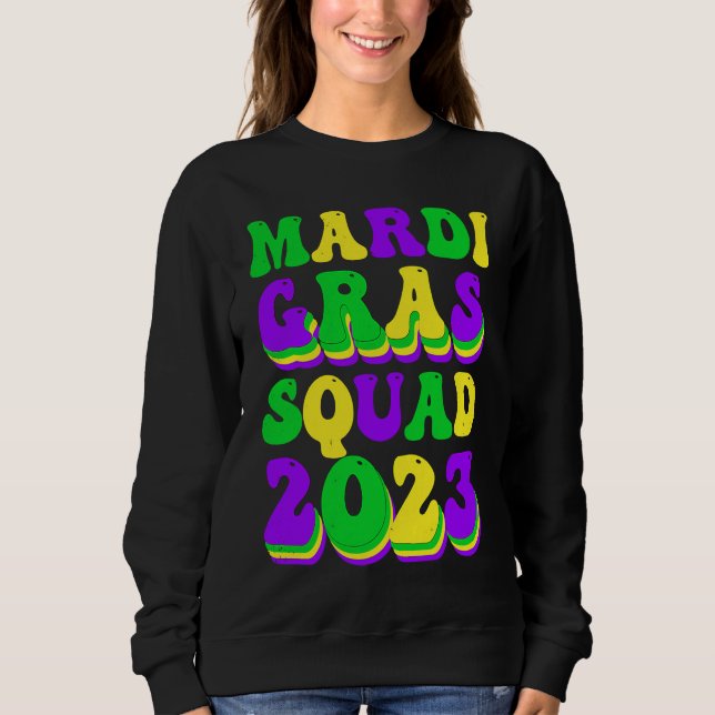 Retro Mardi Gras Squad 2023 Leopard Print Family M Sweatshirt (Vorderseite)