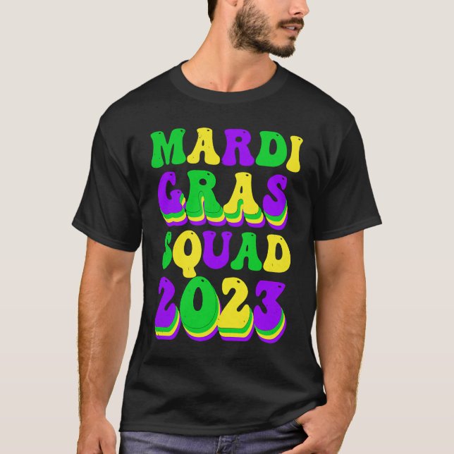Retro Mardi Gras Squad 2023 Leopard Print Family M T-Shirt (Vorderseite)