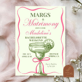 Retro Margaritas und Matrimony Bachelorette Einladung