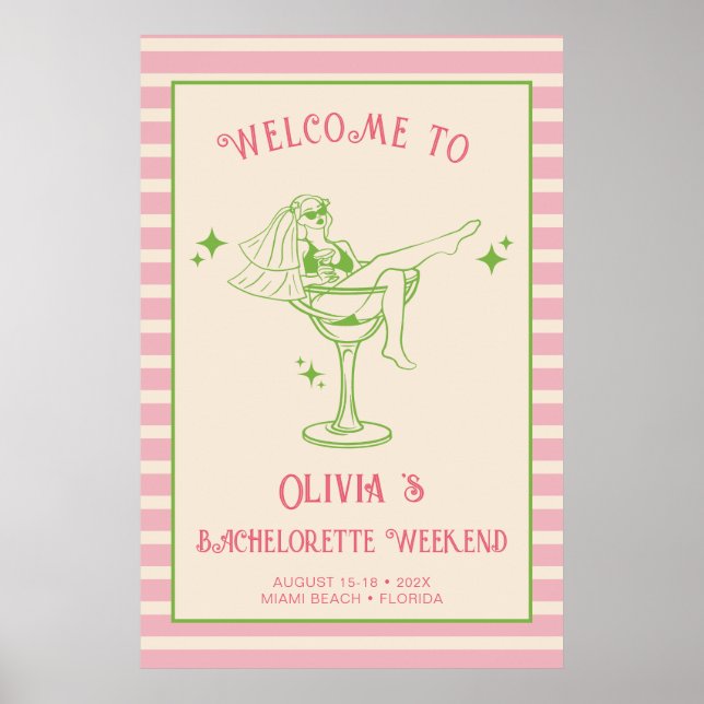 Retro Margs & Matrimony Bachelorette Herzlich Will Poster (Vorne)