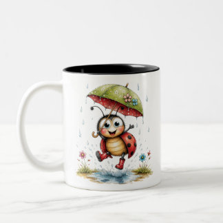 Retro-Marienkäfer-Keramikbecher Farbiger Kaffeebec Zweifarbige Tasse