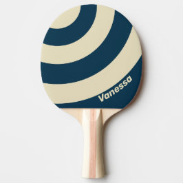 Retro-Marine-Fade-Three-Circle-Streifen mit Namen Tischtennis Schläger